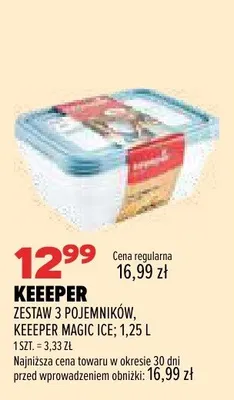 Zestaw 3 pojemników Keeeper Magic Ice 1,25 l promocja w Drogerie Natura