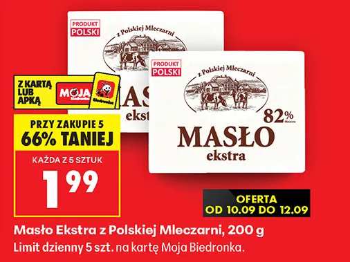 Masło Ekstra 82% promocja w Biedronka