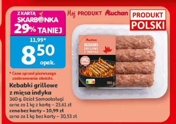 Kebabki grillowe z mięsa indyka Auchan promocja w Auchan