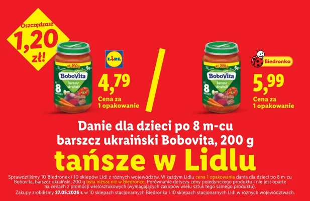 Danie dla dzieci po 8 m-cu barszcz ukraiński BoboVita promocja w Lidl