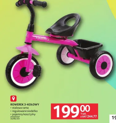 Rowerek 3-kołowy stalowa rama metalowe siedzisko pojemny kosz tylny promocja w Selgros