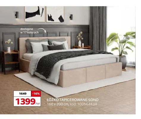 Łóżko tapicerowane Sono 160x200 cm promocja w Komfort
