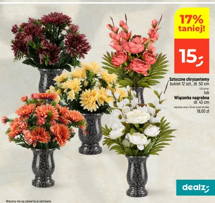 Sztuczne chryzantemy bukiet 12-pak dł. 50 cm promocja w Dealz