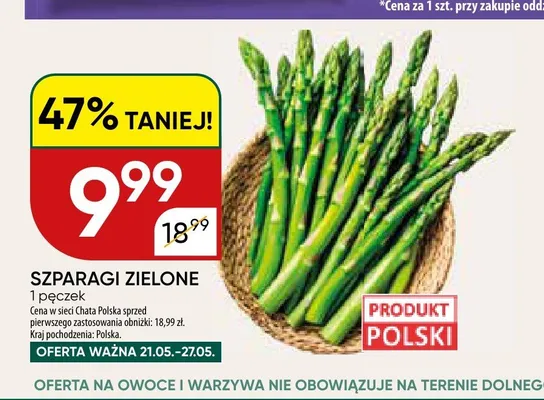 Szparagi zielone polskie 1 pęczek promocja w Chata Polska