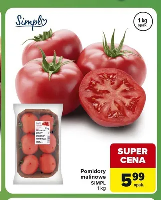 Pomidory malinowe Simpl promocja w Carrefour Express