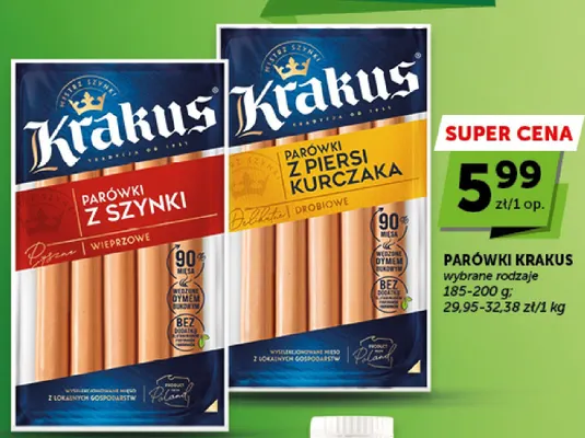 Parówki z piersi kurczaka Krakus promocja w Euro Sklep