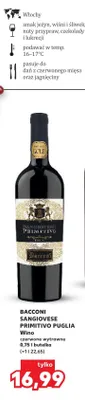 Wino czerwone wytrawne Bacconi Sangiovese Primitivo Puglia promocja w Kaufland