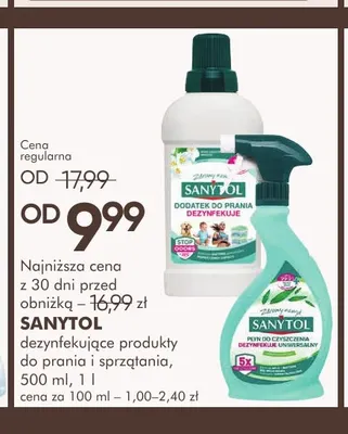 Dodatek do prania dezynfekujący Sanytol promocja w Super-Pharm