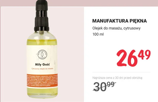 Olejek do masażu, cytrusowy Manufaktura Piękna promocja w Rossmann