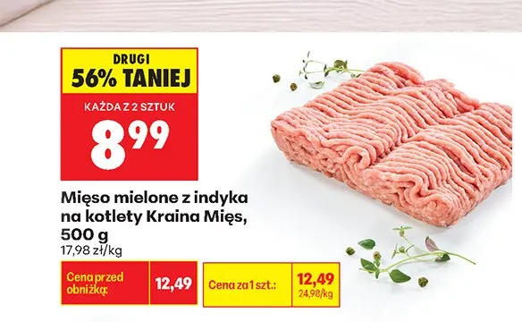 Mięso mielone z indyka na kotlety Kraina Mięs promocja w Biedronka
