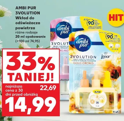 Wkład do odświeżacza powietrza różne rodzaje 3VOLUTION Ambi Pur promocja w Kaufland