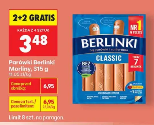 Parówki Berlinki Morliny promocja w Biedronka