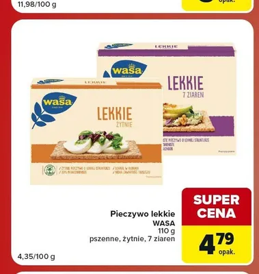 Pieczywo lekkie Wasa żytnie promocja w Carrefour Market