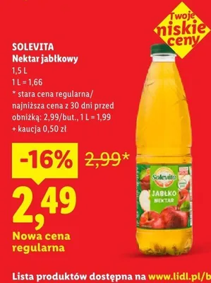 Nektar jabłkowy Solevita promocja w Lidl