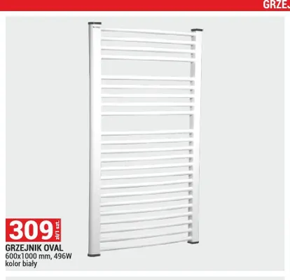 Grzejnik łazienkowy Oval 600x1000 mm biały promocja w Merkury Market