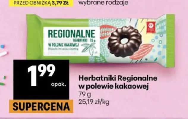 Herbatniki Regionalne w polewie kakaowej promocja w Delikatesy Centrum