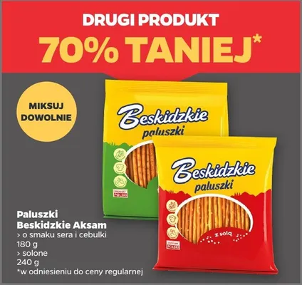 Paluszki Beskidzkie Akcam o smaku sera i cebulki promocja w Netto
