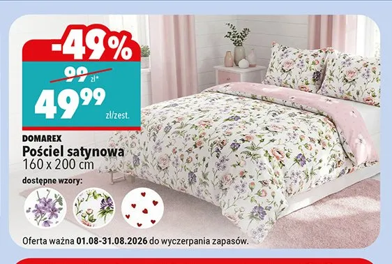 Pościel satynowa Domarex 160x200 cm promocja w Biedronka