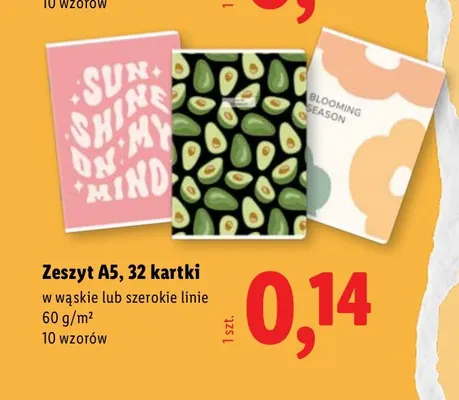 Zeszyt A5 w wąskie linie 32 kartki promocja w Lidl