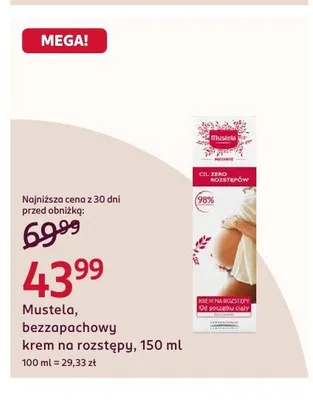 Bezzapachowy krem na rozstępy Mustela promocja w Rossmann