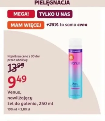 Nawilżający żel do golenia Venus promocja w Rossmann