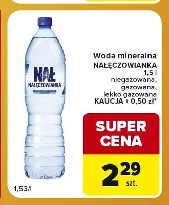 Woda mineralna Nałęczowianka lekko gazowana promocja w Carrefour Express