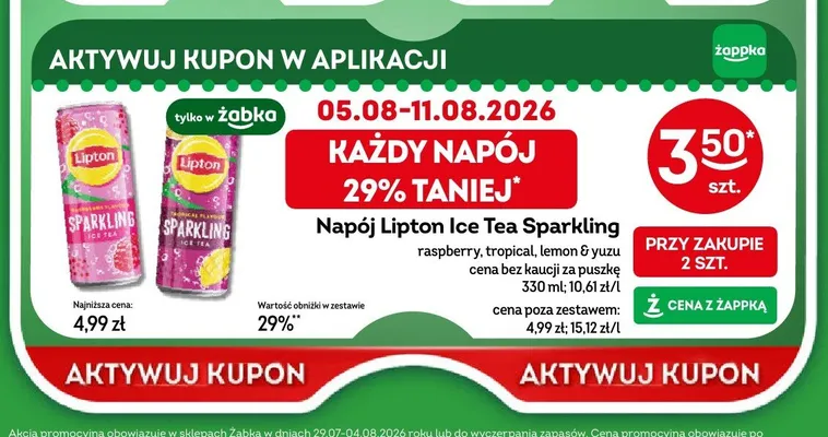 Napój Lipton Ice Tea Sparkling tropical promocja w Żabka