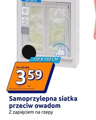 Samoprzylepna siatka przeciw owadom z zapięciem na rzepy 130x150cm promocja w Action