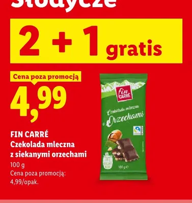 Czekolada mleczna z siekanymi orzechami Fin Carré promocja w Lidl
