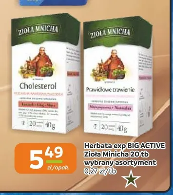 Herbata ekspresowa Big Active Zioła Mnicha Cholesterol promocja w Społem Częstochowa