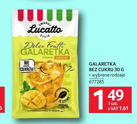 Galaretka bez cukru o smaku mango Lucatto promocja w Selgros