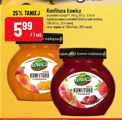 Konfitura extra z brzoskwiń Łowicz promocja w POLOmarket