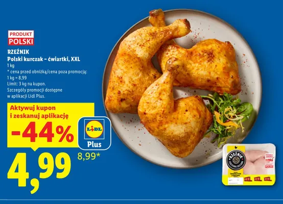 Polski kurczak ćwiartki XXL Rzeźnik promocja w Lidl