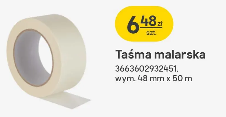 Taśma malarska 48 mm x 50 m promocja w Castorama