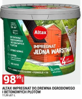 Impregnat do drewna ogrodowego i betonowych płotów Altax promocja w Merkury Market