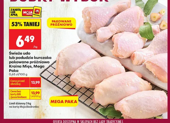 Świeże udo kurczaka pakowane próżniowo promocja w Biedronka