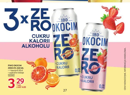 Piwo bezalkoholowe Okocim Zero 0% promocja w Selgros
