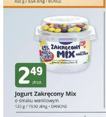 Jogurt Zakręcony Mix o smaku waniliowym Danone promocja w Marketvita