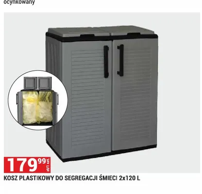 Kosz plastikowy do segregacji śmieci 2x120 l promocja w Merkury Market