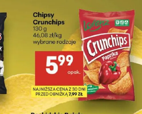 Chipsy Crunchips Papryka promocja w Delikatesy Centrum