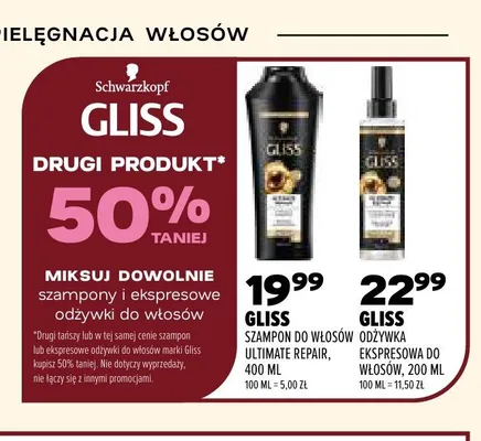 Odżywka ekspresowa do włosów Gliss promocja w Drogerie Natura