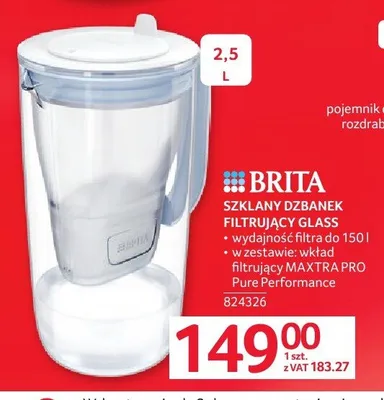 Szklany dzbanek filtrujący BRITA GLASS 2,5l promocja w Selgros