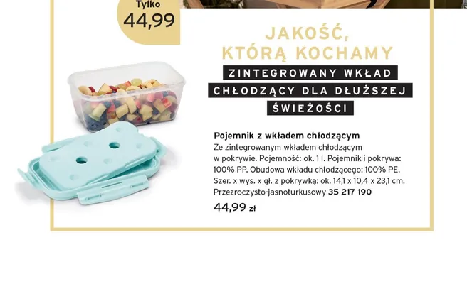 Pojemnik z wkładem chłodzącym przezroczysto-jasnoturkusowy ok. 14,1x10,4x23,1cm promocja w Tchibo