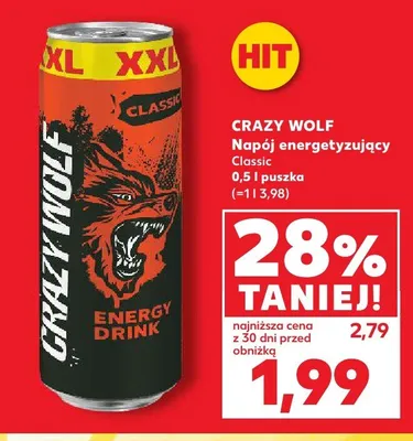 Napój energetyzujący Crazy Wolf Classic promocja w Kaufland