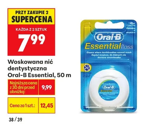 Woskowana nić dentystyczna Essential promocja w Biedronka