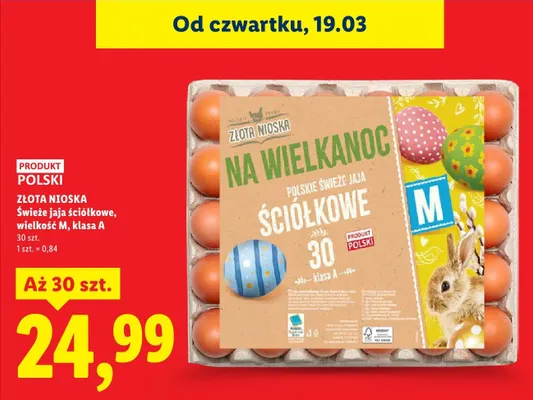 Jaja ściółkowe wielkość M klasa A promocja w Lidl