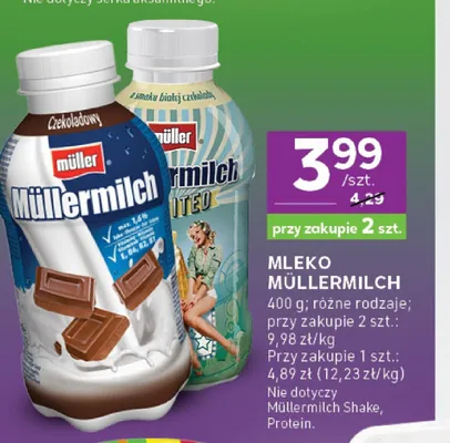Mleko Müllermilch o smaku białej czekolady promocja w Stokrotka