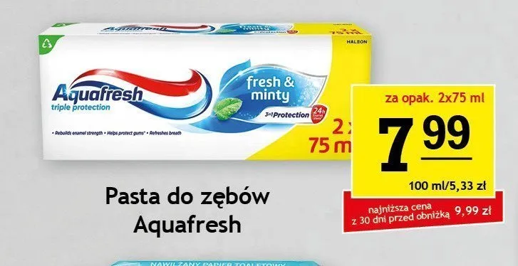 Pasta do zębów Aquafresh Triple Protection Fresh & Minty 2-pak promocja w Gram Market