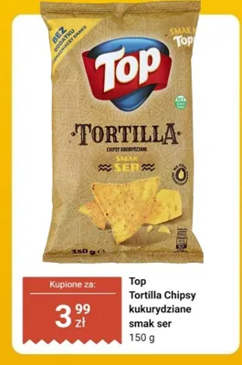 Tortilla Chipsy kukurydziane smak ser Top promocja w Biedronka