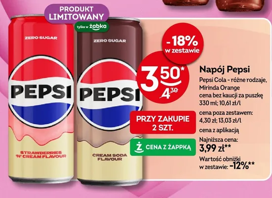 Napój Pepsi Cola - różne rodzaje, Mirinda Orange promocja w Żabka